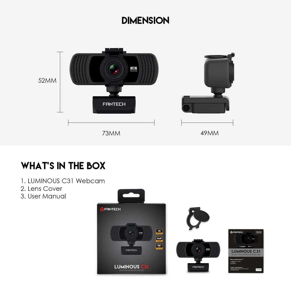 Fantech LUMINOUS C31 QHD 2K Webcam Fantech LUMINOUS C31 QHD 2K Webcam